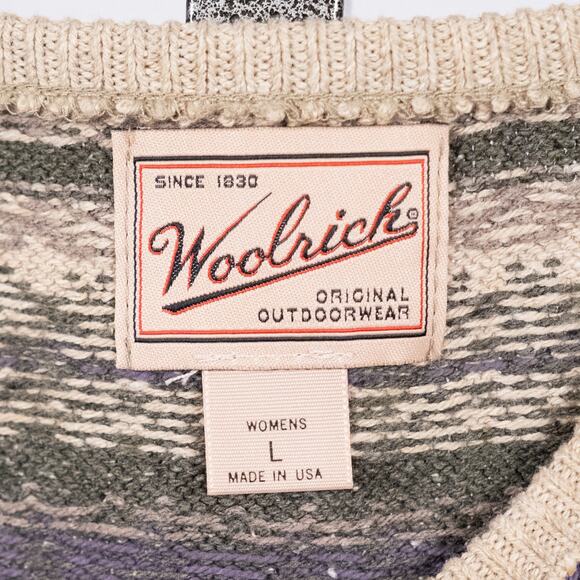 Vintage Women's Woolrich Sweater LARGE USA Made Fair Isle Nordic Classic Cotton - Picture 6 of 6
